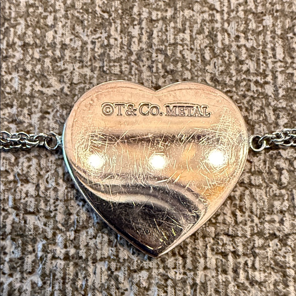 Tiffany & Co. Rose Gold Heart Bracelet with Sterling Silver Double Chain - Picture 5 of 7